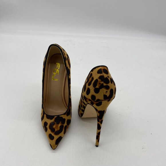 FSJ Leopard Suede Printed Toe Stilettos Heel Pumps - Picture 6 of 10